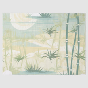 Papel De Seda Patrón botánico del bosque de bambú Zen (5)