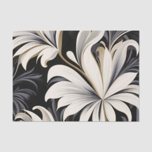 Papel De Seda Patrón Botánico Dinámico Blanco Y Negro