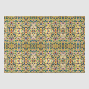 Papel De Seda Patrón botánico floral amarillo retro vintage