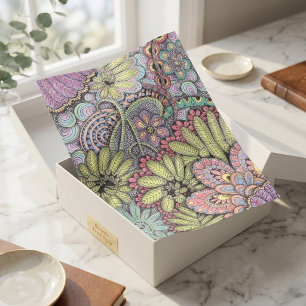 Papel De Seda Patrón Botánico Pastel Floral Dibujado a Mano con 