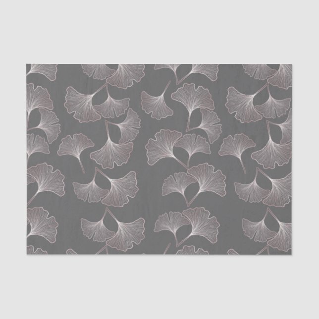Papel De Seda Patrón Botánico Rosa Minimalista (Anverso)