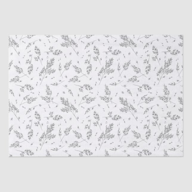 Papel De Seda Patrón Botánico Sencillo Elegante Grasa Boho (Anverso)