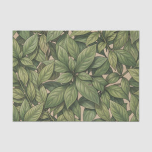 Papel De Seda Patrón botánico vintage de hoja verde sin costuras