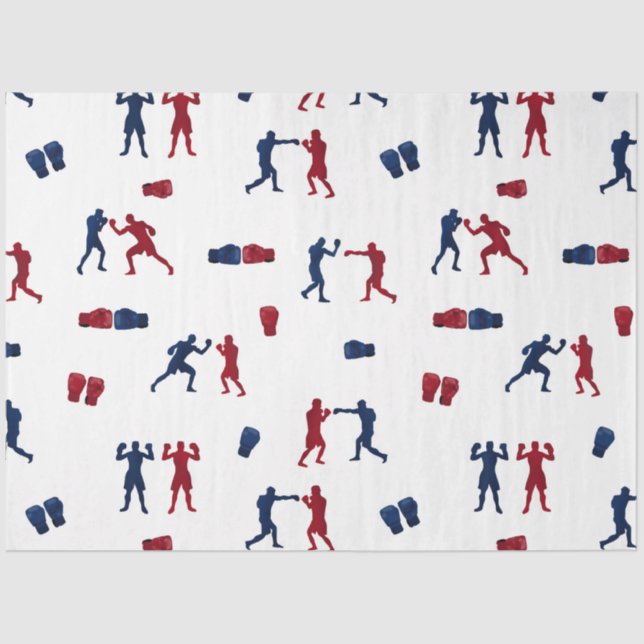 Papel De Seda Patrón Boxeador de guantes de boxeo rojo y azul (Anverso)