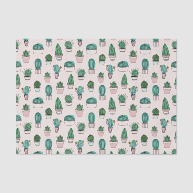 Papel De Seda Patrón Cacti Cactus Succulent (Anverso)