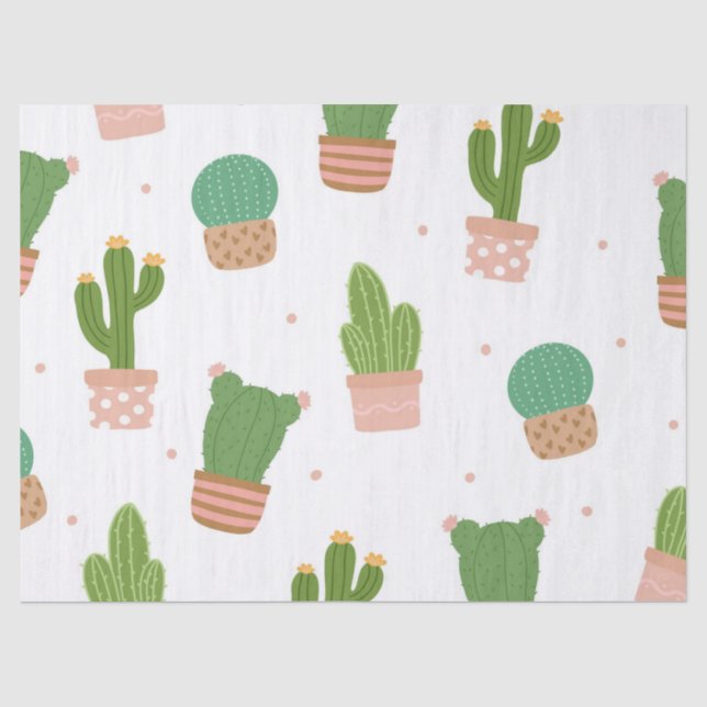 Papel De Seda Patrón Cactus Cute (Anverso)
