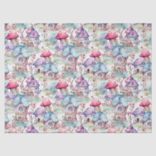 Papel De Seda Patrón caprichoso de cabaña de hongos (6)