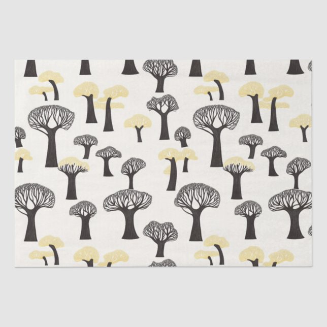 Papel De Seda Patrón caprichoso del árbol Baobab (Anverso)