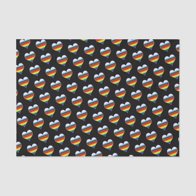 Papel De Seda Patrón cardíaco arcoiris (Anverso)