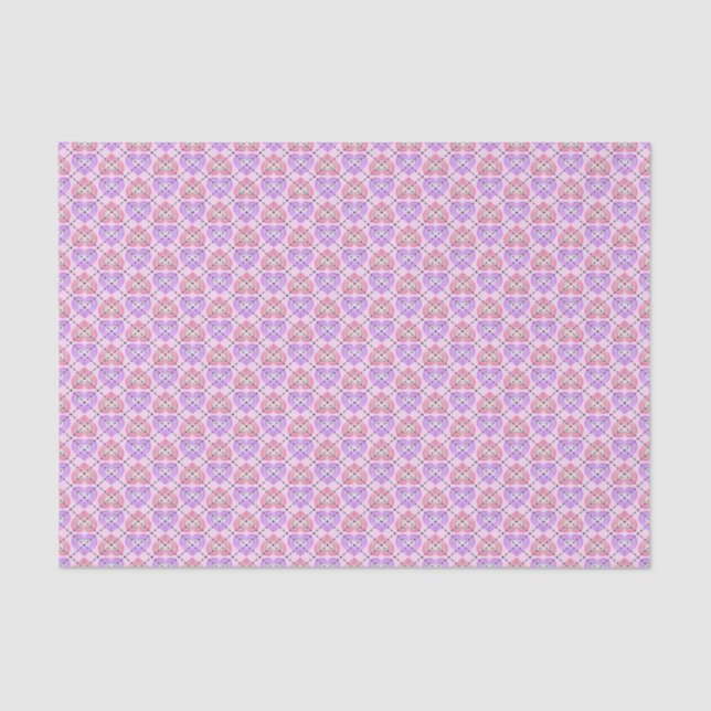 Papel De Seda Patrón cardíaco argílico rosa y lavanda (Anverso)