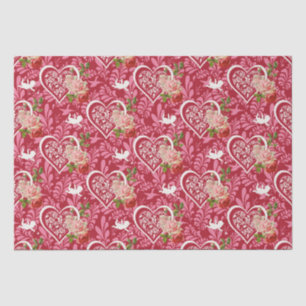 Papel De Seda Patrón cardíaco floral de El día de San Valentín v