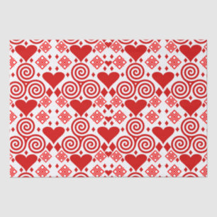 Papel De Seda Patrón cardíaco rojo y blanco de San Valentín