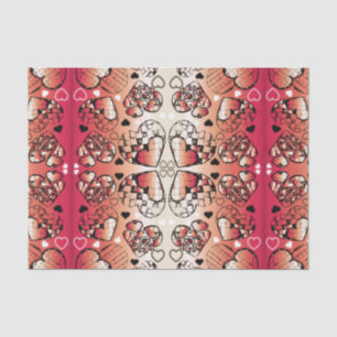 Papel De Seda Patrón cardíaco romántico caprichoso rojo y blanco