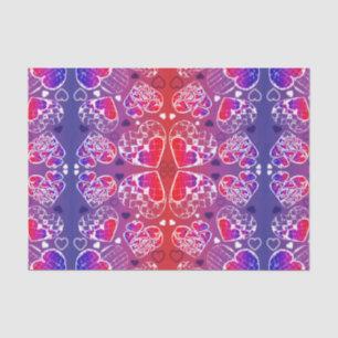 Papel De Seda Patrón cardíaco romántico púrpura y rojo