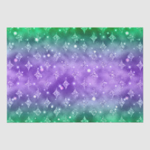 Papel De Seda Patrón Celestial con Brillo de Ombre Purpura y Ver