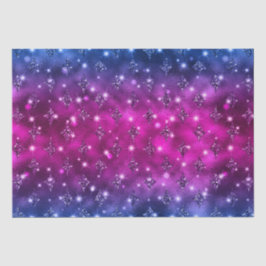 Papel De Seda Patrón Celestial con Brillo Ombre Azul y Rosa