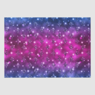 Papel De Seda Patrón Celestial con Brillo Ombre Azul y Rosa