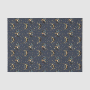 Papel De Seda Patrón Celestial de Luna de Oro de Lujo