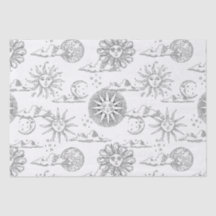 Patrón celestial de luna de sol de época negro y b