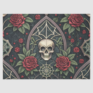 Papel De Seda Patrón Celestial Floral de Cráneo Gótico (3)