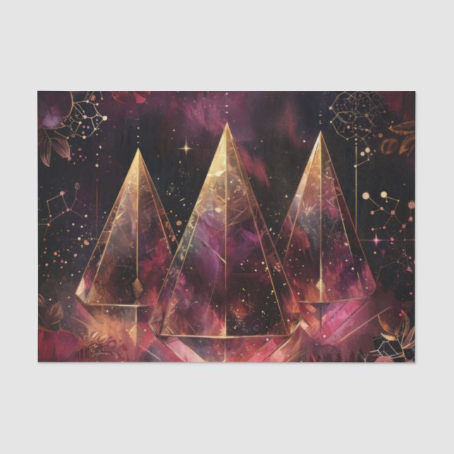 Papel De Seda Patrón Celestial Místico de Amatista Bruja (Anverso)