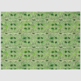 Papel De Seda Patrón celta irlandés verde y dorado 2