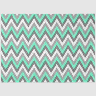 Papel De Seda Patrón Chevron Gris Blanco Menta Decoupage