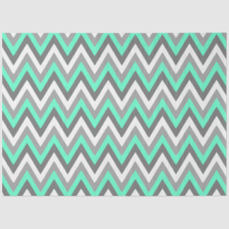 Papel De Seda Patrón Chevron Gris Blanco Menta Decoupage