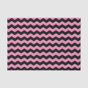 Papel De Seda Patrón Chevron Zigzag negro y rosa moderno