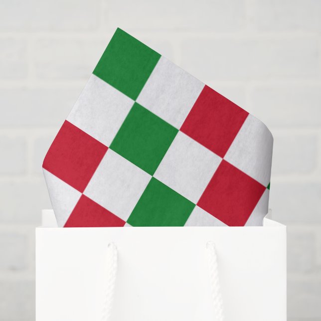 Papel De Seda Patrón clásico de ajedrez de Navidad (Bolsa de regalo)