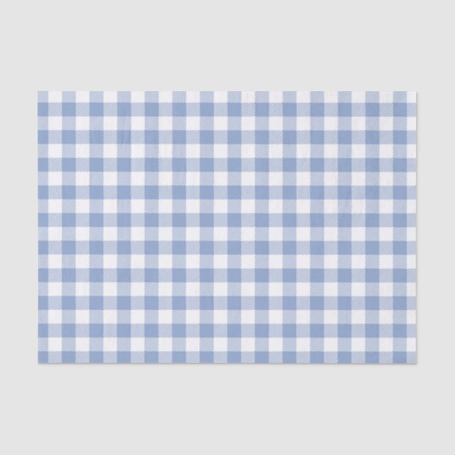 Papel De Seda Patrón clásico de gingham azul claro con estampado (Anverso)
