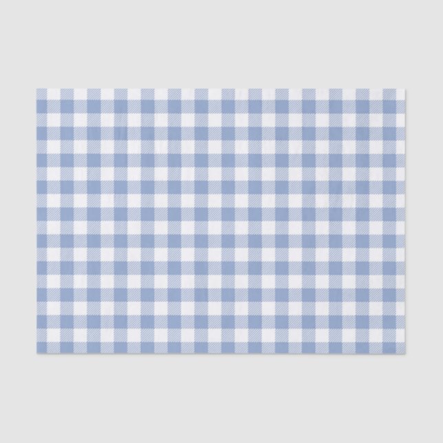 Papel De Seda Patrón clásico de Gingham azul comprobado (Anverso)
