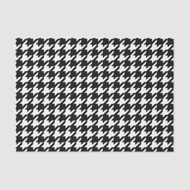 Papel De Seda Patrón clásico de Houndstap negro y blanco (Anverso)