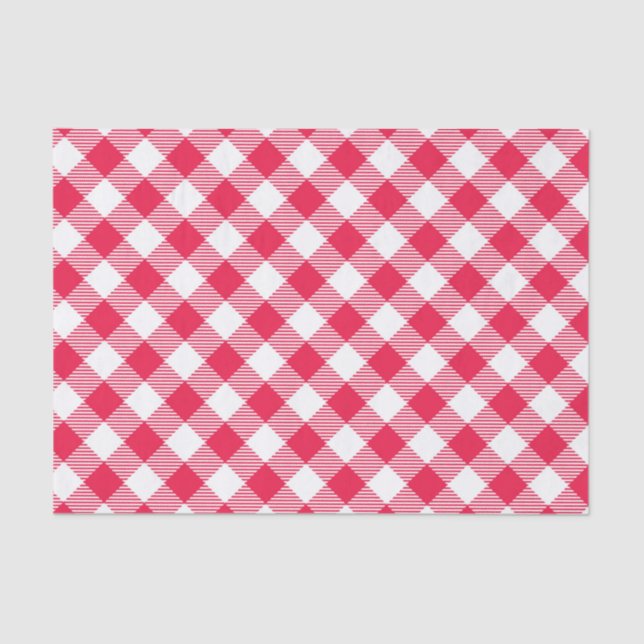 Papel De Seda Patrón clásico del país rojo de Gingham (Anverso)