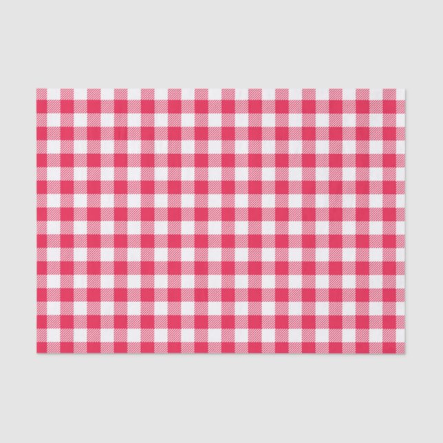 Papel De Seda Patrón clásico del país rojo de Gingham (Anverso)
