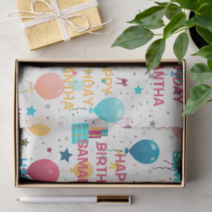 Papel De Seda Patrón Colorido de Feliz Cumpleaños
