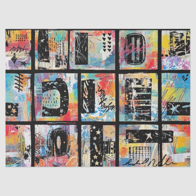 Papel De Seda Patrón Colorido de Grafiti Urbano (5) (Anverso)