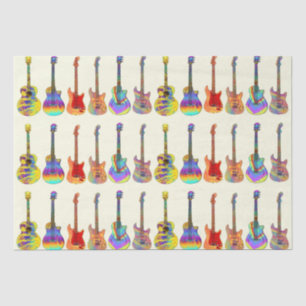 Papel De Seda Patrón Colorido de Guitarras
