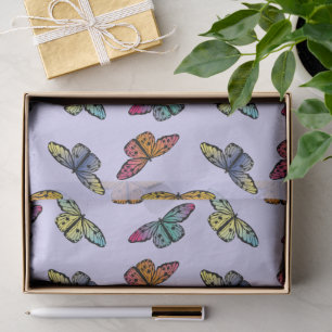 Papel De Seda Patrón Colorido de Mariposa Monarca