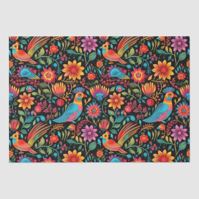 Papel De Seda Patrón colorido mexicano (Anverso)