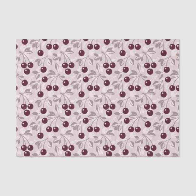 Papel De Seda Patrón con cerezas 2 (Anverso)