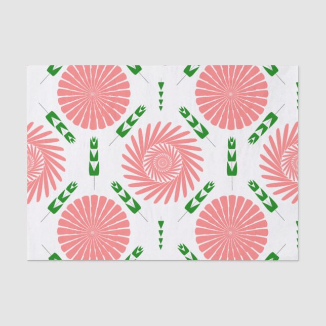 Papel De Seda patrón con flores rosas (Anverso)
