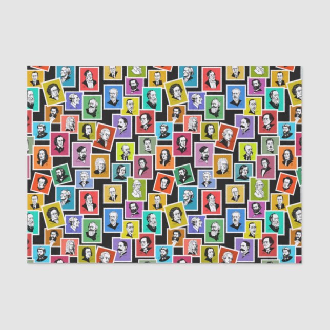 Papel De Seda Patrón con retratos de los compositores más grande (Anverso)