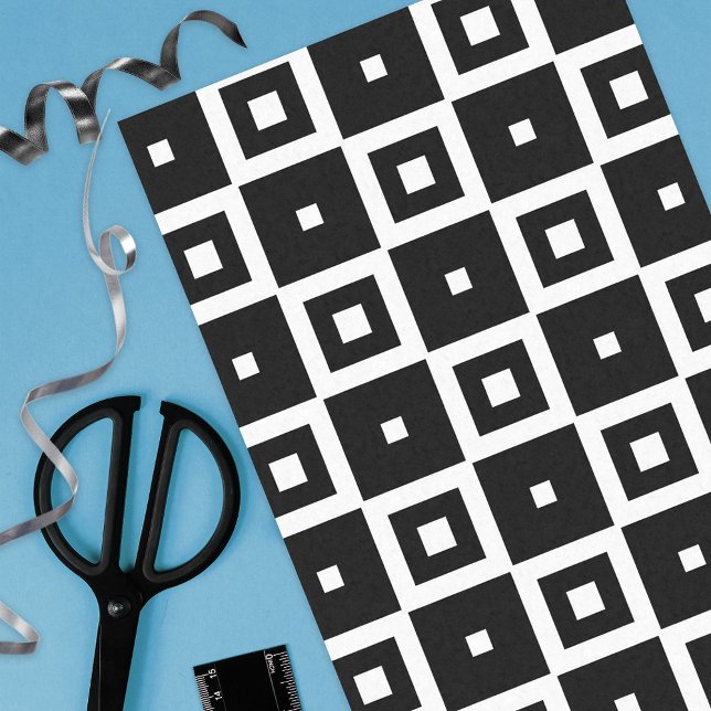 Papel De Seda Patrón contemporáneo de plazas blancas y negras (Subido por el creador)