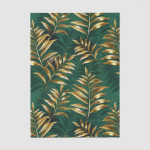 Papel De Seda Patrón continuo con helechos dorados