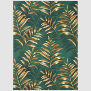 Papel De Seda Patrón continuo con helechos dorados