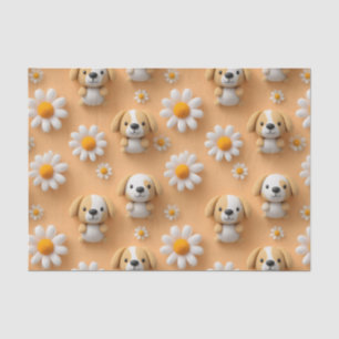 Papel De Seda Patrón continuo de cachorro tejido adorable y marg