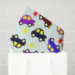 Papel De Seda Patrón continuo de coche pixelado de cumpleaños mo