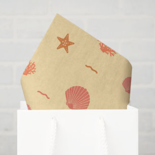 Papel De Seda Patrón continuo de concha de arrecife de coral y e