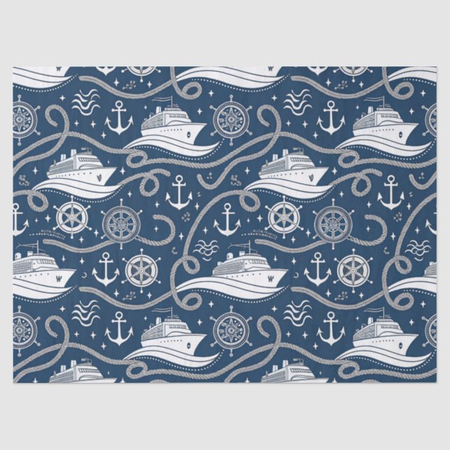 Papel De Seda Patrón continuo de crucero náutico (Anverso)